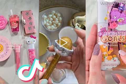 Unboxing skincare🌈 and makeup ASMR Tiktok Compilation|| KylieJenner Cosmetics,Cup Noodles etc