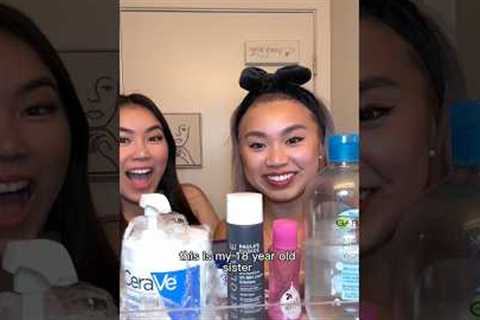 my 18 y/o sister PICKY skincare routine 🫣😯 (sensitive, dry, & eczema prone)