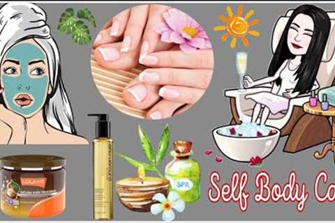 Self Body Care in (4) Steps || Hair spa and body care 💅#bodycare  #hairspatreatment  #oilinghair