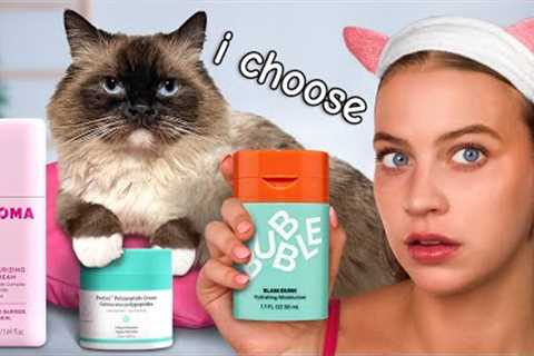 Cats Pick My Skincare Routine! *bad idea*