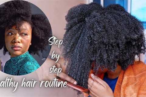 Step by step: Natural hair wash day treatment routine|for healthy and long hair #type4hair #washday