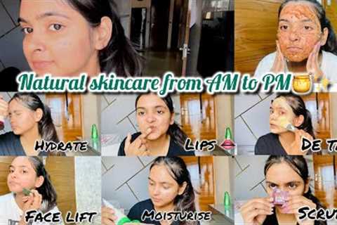 Natural skincare routine from morning to night🌞✨/ naturally glowing skin, face care🫧🫶/ de tan,..